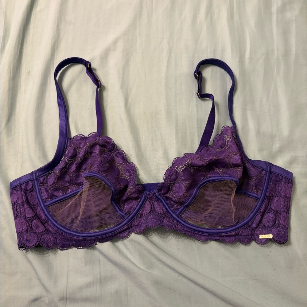 Savage X Fenty Purple Balconette Bra with Sheer Panels